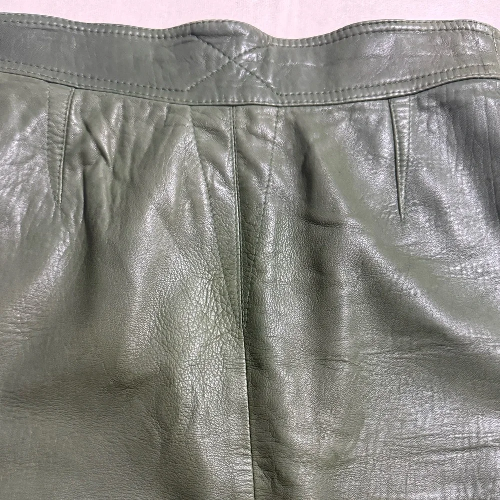 Bagatelle Forest Green Leather Pencil Skirt - Picture 2 of 6